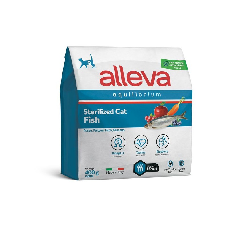 

Alleva Equilibrium Sterilized Fish сухой корм для стерилизованных кошек рыба - 400 г для кормления супер премиум низкозерновые для взрослых с рыбой мешок Италия 1 уп. х 1 шт. х 0.4 кг