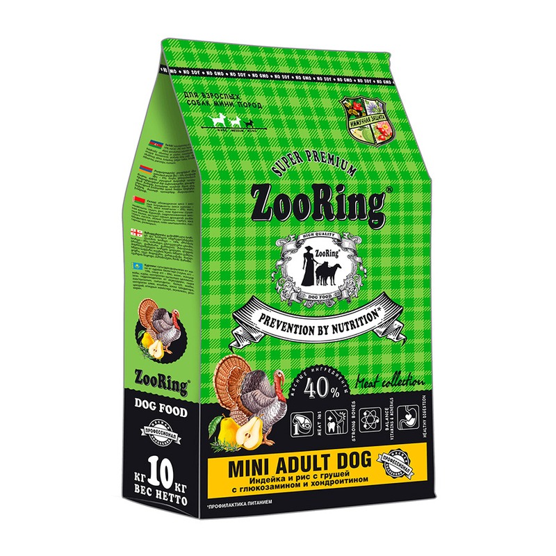 ZooRing Mini Adult Dog сухой кором для собак мелких пород, с глюкозамином и хондроитином, с ИНДЕЙКОЙ, с рисом и грушей - 10 кг супер премиум низкозерновые для взрослых с индейкой мешок Россия 1 уп. х 1 шт. х 10 кг
ZooRing Mini Adult Dog сухой кором для собак мелких пород, с глюкозамином и хондроитином, с ИНДЕЙКОЙ, с рисом и грушей - 10 кг супер премиум низкозерновые для взрослых с индейкой мешок Россия 1 уп. х 1 шт. х 10 кг