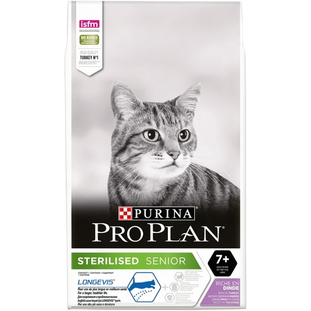 Сухой корм Pro Plan Cat Senior 7+ Sterilised для стерилизованных кошек старше 7 лет с индейкой  Превью