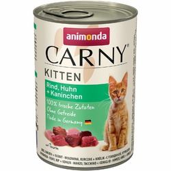 Animonda Carny Kitten влажный корм для котят, тушенка из говядины, курицы и кролика, в консервах - 400 г