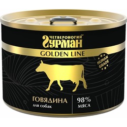 Четвероногий Гурман Golden line влажный корм для собак, с говядиной, кусочки в желе, в консервах - 525 г