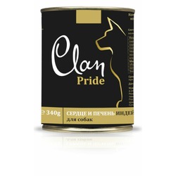 Clan Pride полнорационный влажный корм для собак, сердце и печень индейки, кусочки в желе, в консервах - 340 г