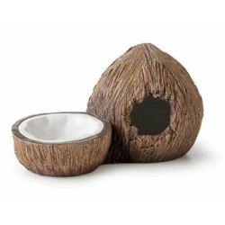 Exo Terra поилка с укрытием кокос Coconut Hide & Water Dish 14х24х13 см (PT3159)