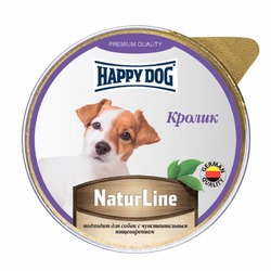Happy Dog Natur Line полнорационный влажный корм для собак и щенков, паштет с кроликом, в ламистерах - 125 г