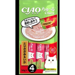 Inaba Ciao Churu лакомство-пюре для кошек, с куриным филе и кальмаром - 14 г, 4 шт
