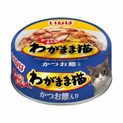 Inaba Wagamama влажный корм для кошек, микс тунцов и кацуобуси, кусочки в желе, в консервах - 115 г