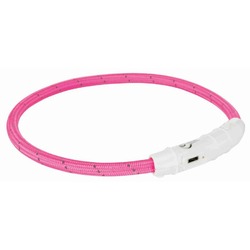 Trixie светящийся ошейник для собак мигающий, с USB XS–S 35 см/ф7 мм розовое