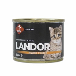 Landor полнорационный влажный корм для котят, паштет с индейкой и тыквой, в консервах