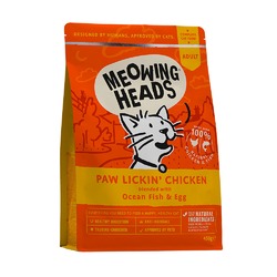 Meowing Heads Paw Lickin’ Chicken сухой корм для кошек, беззерновой, с курицей и рисом - 450 г
