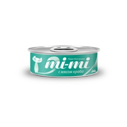 Mi-Mi полнорационный влажный корм для кошек, с тунцом и крабом, кусочки в желе, в консервах - 80 г
