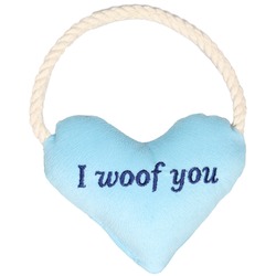 Mr.Kranch игрушка для собак мелких и средних пород, сердечко с канатом и пищалкой, голубое - 15х12х4 см