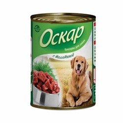 Оскар влажный корм для собак, фарш из телятины, в консервах - 350 г