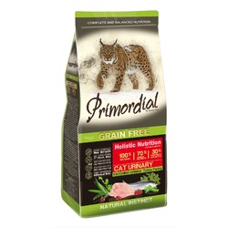 Сухой беззерновой корм Primordial для взрослых кошек при МКБ с индейкой и сельдью