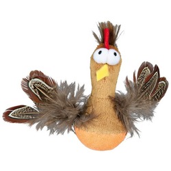 Trixie Игрушка Курица с микрочипом и перьями, 10 см