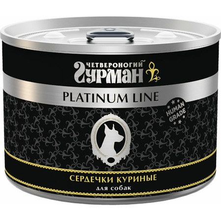 Четвероногий Гурман Platinum line влажный корм для собак, сердечки куриные, кусочки в желе, в консервах - 525 г Основное Превью