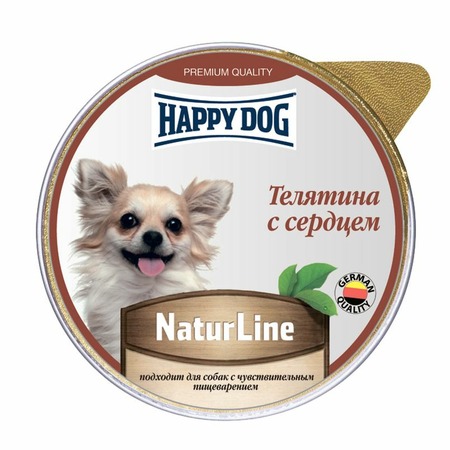 Happy Dog Natur Line полнорационный влажный корм для собак и щенков, паштет с телятиной и сердцем, в ламистерах - 125 г Основное Превью