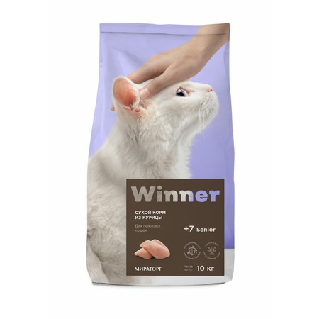 Winner Сухой корм Winner для пожилых кошек с курицей - 10 кг