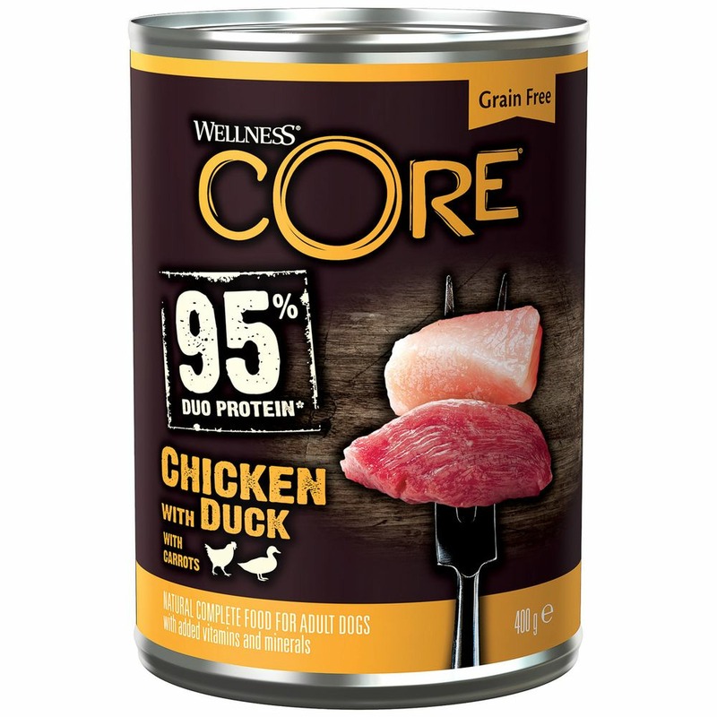Сore 95 влажный корм для собак, паштет с курицей, уткой и морковью, в консервах - 400 г core сore влажный корм для щенков паштет с курицей индейкой и тыквой в консервах 400 г