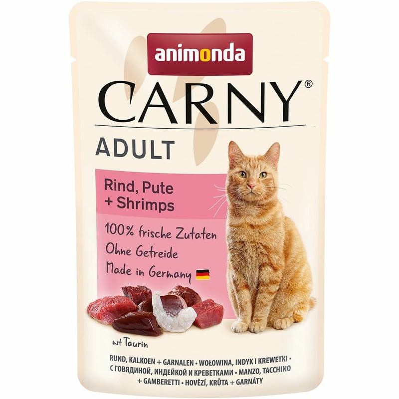 Фото - Animonda Animonda Carny Adult влажный корм для взрослых кошек с говядиной, индейкой и креветками в паучах - 85 г animonda паучи для котят с индейкой сердцем и морковью 100 г