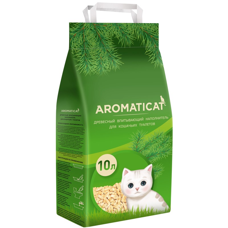AromatiCat Древесный впитывающий наполнитель - 10 л/6 кг aromaticat aromaticat силикагелевый наполнитель диагностический 1 25 кг
