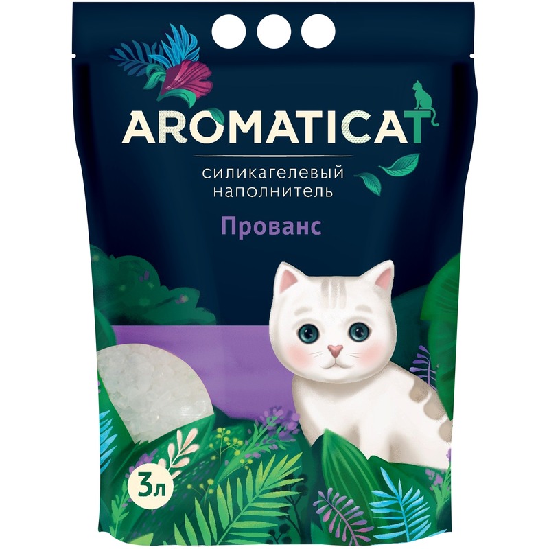 AromatiCat Силикагелевый наполнитель Прованс - 3 л aromaticat прованс наполнитель силикагелевый для туалета кошек 10 л