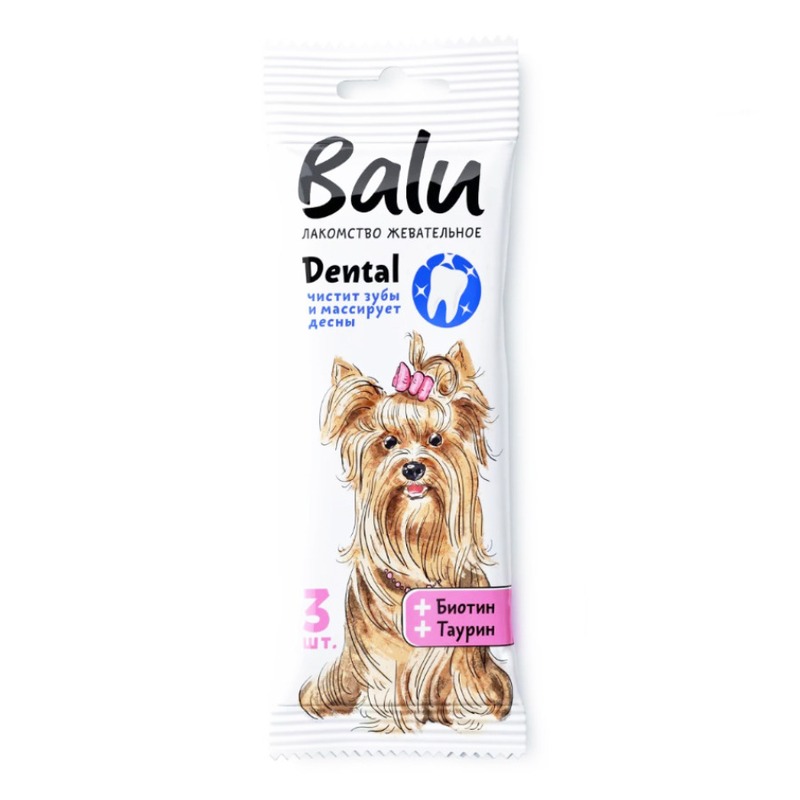 Balu Dental лакомство для собак мелких пород, жевательное, с биотином, таурином - 36 г лакомство для собак balu жевательное dental для мелких пород размер s 36г