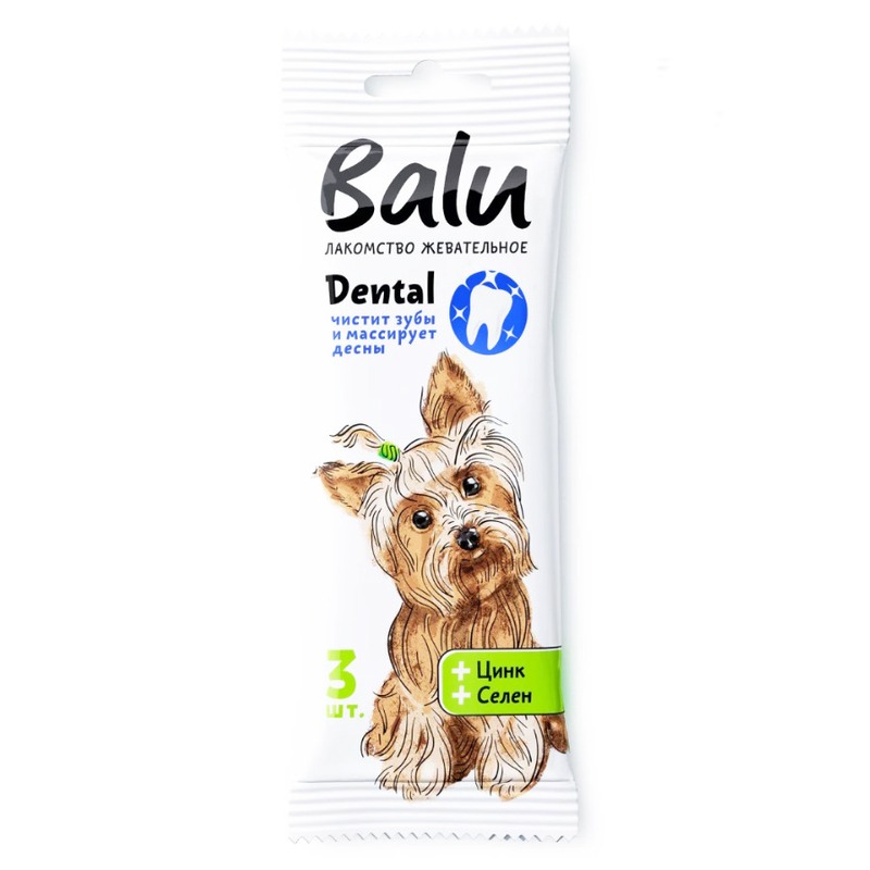 Balu Dental лакомство для собак мелких пород, жевательное, с цинком, селеном - 36 г цена и фото