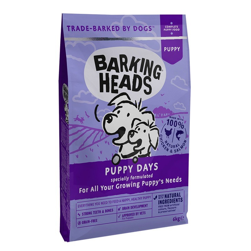 Сухой беззерновой корм Barking Heads Puppy Days для щенков с курицей и лососем barking heads корм barking heads для щенков с лососем и курицей щенячьи деньки 18 кг