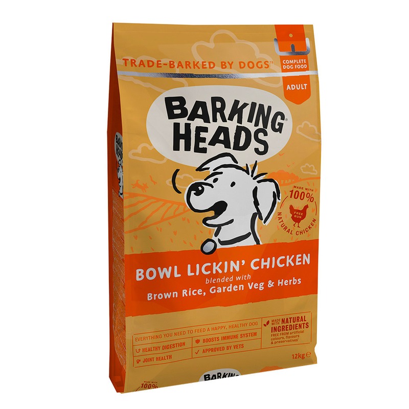 Сухой корм класса холистик Barking Heads До последнего кусочка для взрослых собак с чувствительным пищеварением с курицей и рисом - 12 кг корм для собак каждый день с курицей 100 г