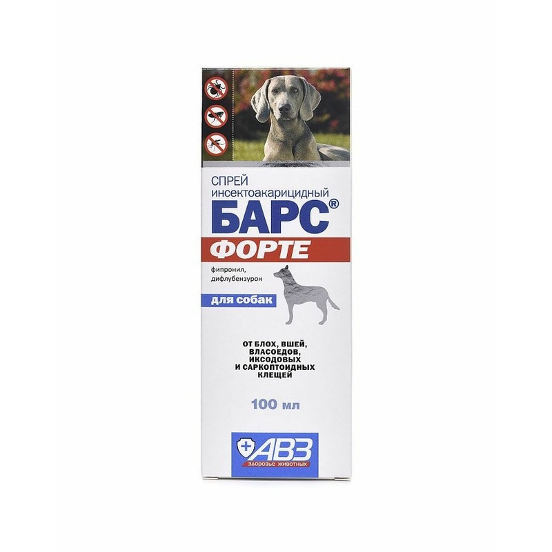 АВЗ Барс Форте спрей инсектоакарицидный для собак - 100 мл спрей авз барс инсектоакарицидный для собак 100мл