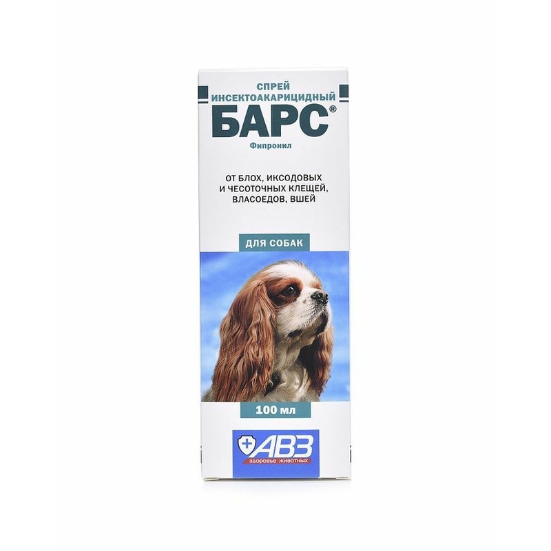 АВЗ Барс спрей инсектоакарицидный для собак - 100 мл спрей авз агроветзащита барс инсектоакарицидный для собак 100 мл