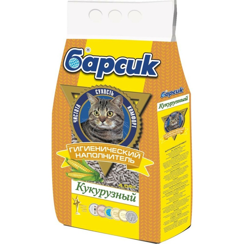 цена Барсик кукурузный впитывающий наполнитель для кошек - 4,54 л