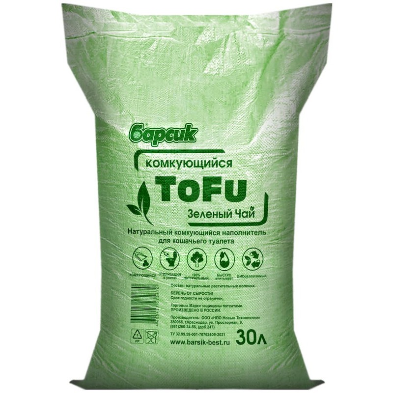 цена Барсик наполнитель ToFu комкующийся для взрослых кошек, зеленый чай