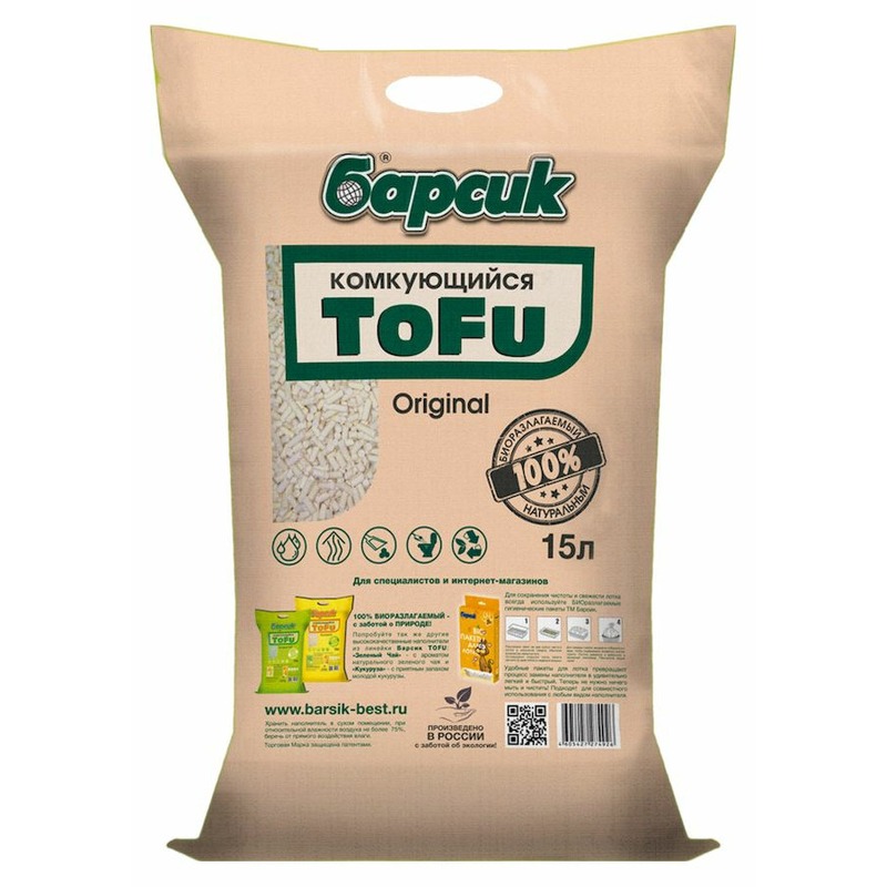 Барсик наполнитель ToFu Original комкующийся для взрослых кошек - 15 л барсик наполнитель tofu комкующийся для взрослых кошек кукурузный