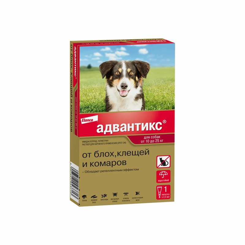 Elanco Адвантикс капли от блох, клещей и комаров для собак весом от 10 до 25 кг - 1 пипетка фотографии