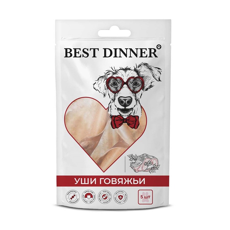цена Best Dinner лакомство для собак, уши говяжьи - 180 г