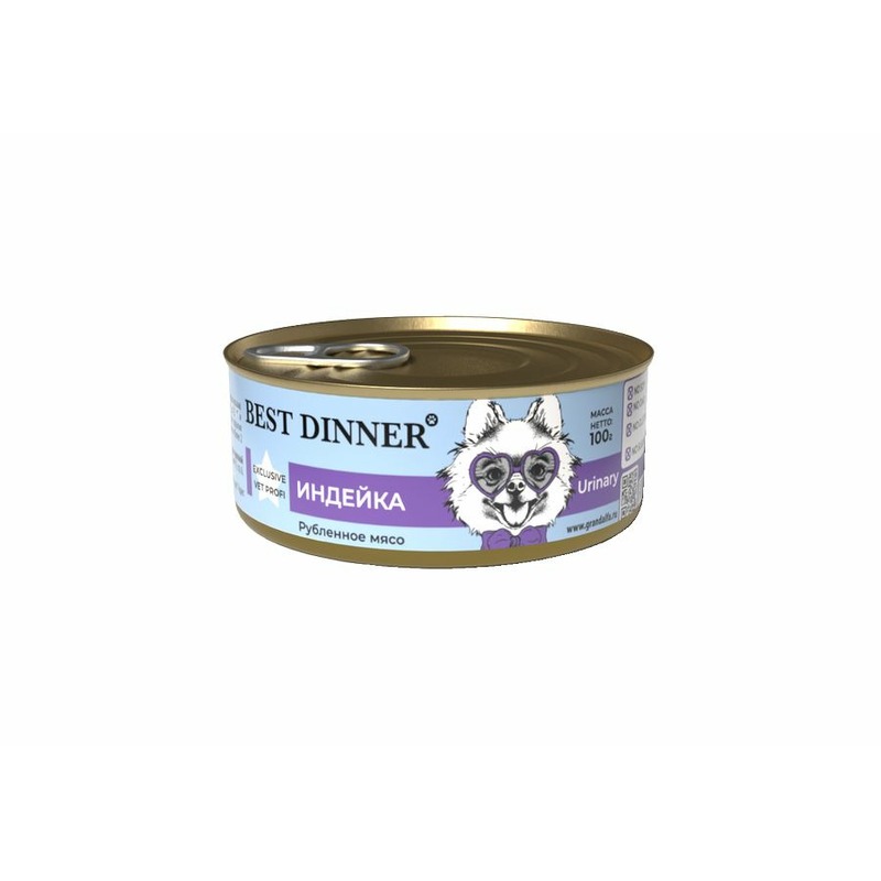 Best Dinner Urinary Exclusive Vet Profi влажный корм для собак, для профилактики мочекаменной болезни, с индейкой, фарш, в консервах - 100 г