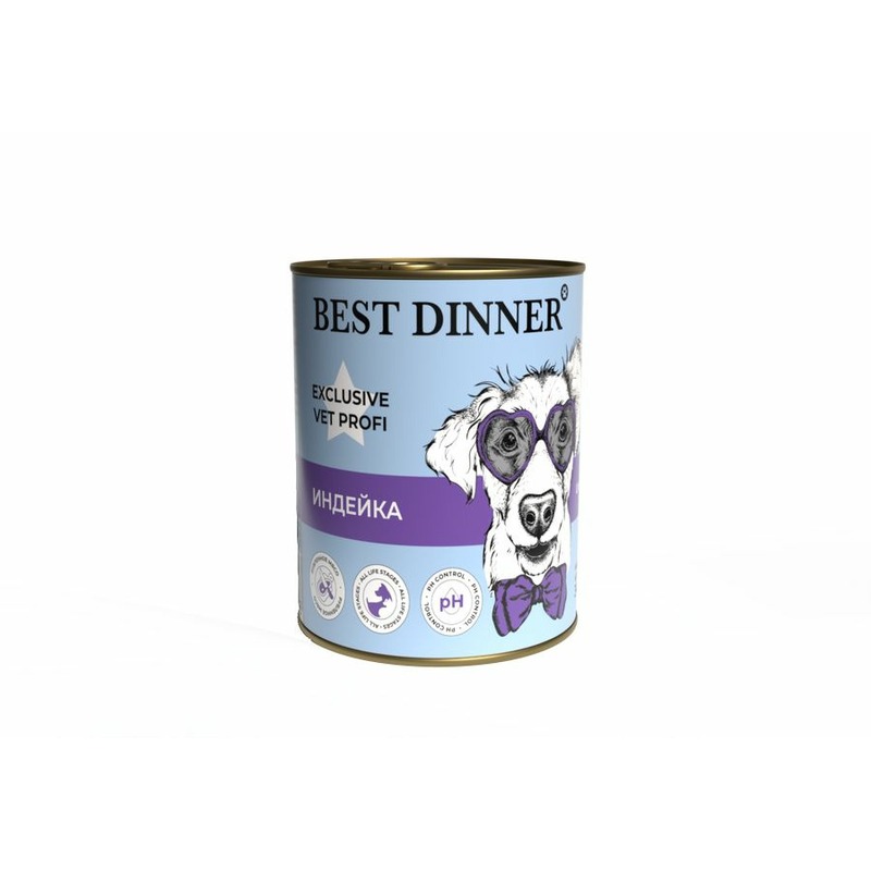 Best Dinner Urinary Exclusive Vet Profi влажный корм для собак, для профилактики мочекаменной болезни, с индейкой, фарш, в консервах - 340 г 45394