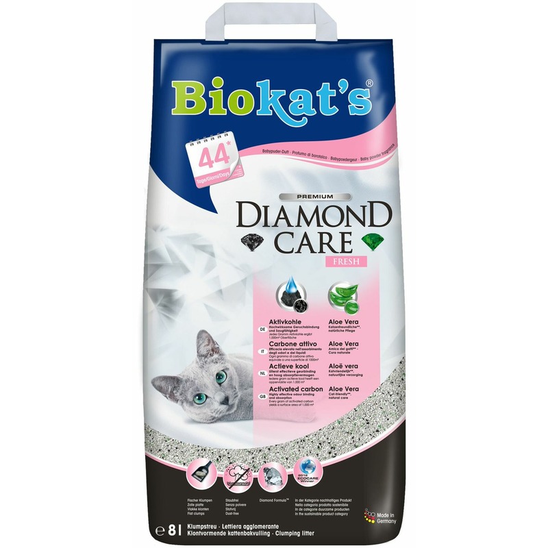 Фото - Biokat’s Biokat’s Diamond Care Fresh наполнитель комкующийся с активированным углем и ароматизатором - 8 л biokat’s biokat’s bianco наполнитель для кошачего туалета комкующийся белый 5 кг