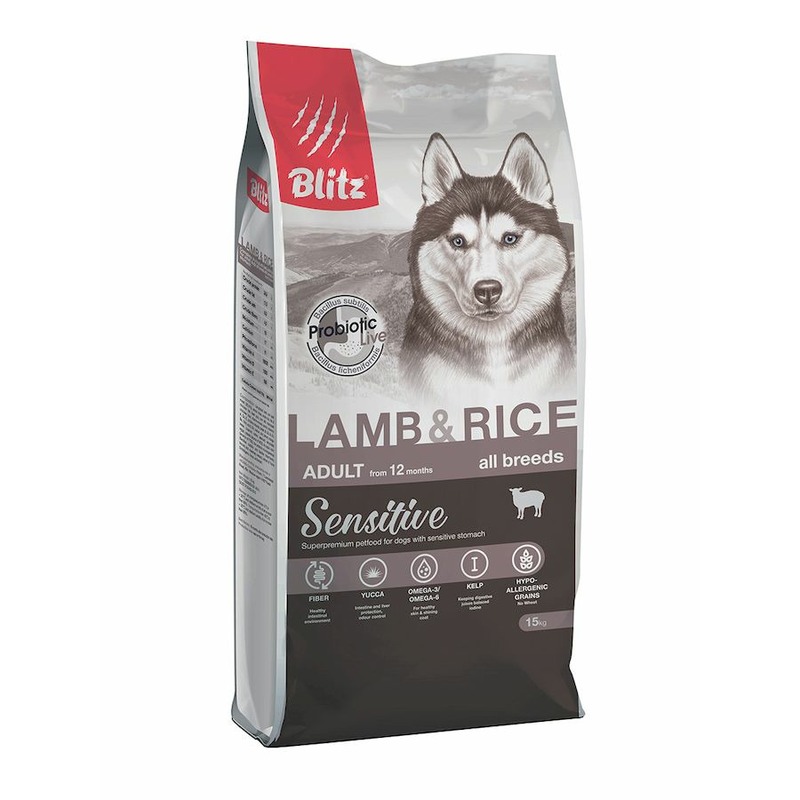 Blitz Sensitive Adult Lamb & Rice полнорационный сухой корм для собак, с ягненком и рисом blitz sensitive adult lamb