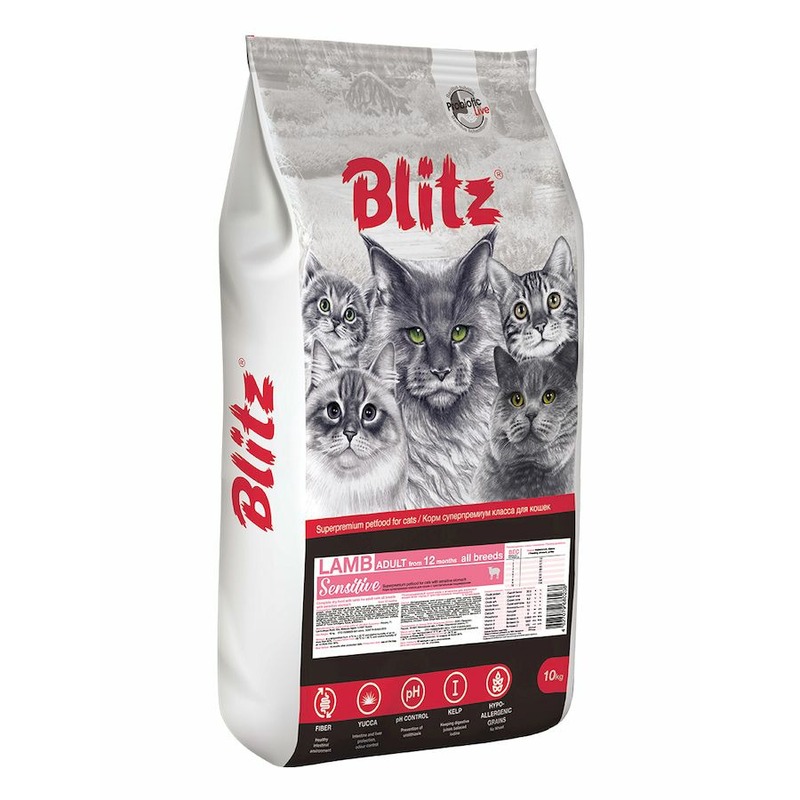 Blitz Sensitive Adult Cats Lamb полнорационный сухой корм для кошек, с ягненком