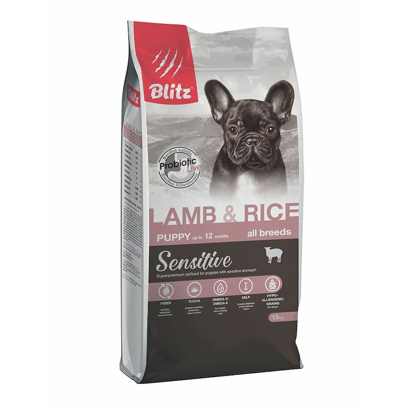 Blitz Sensitive Puppy Lamb & Rice полнорационный сухой корм для щенков, с ягненком и рисом blitz sensitive puppy lamb