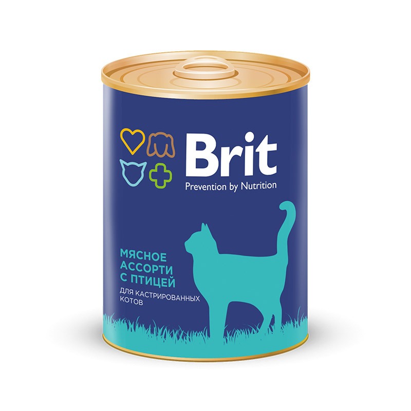 Brit Brit Premium Beef and Chicken Medley для кастрированных котов мясное ассорти с птицей - 0,34 кг х 12 шт