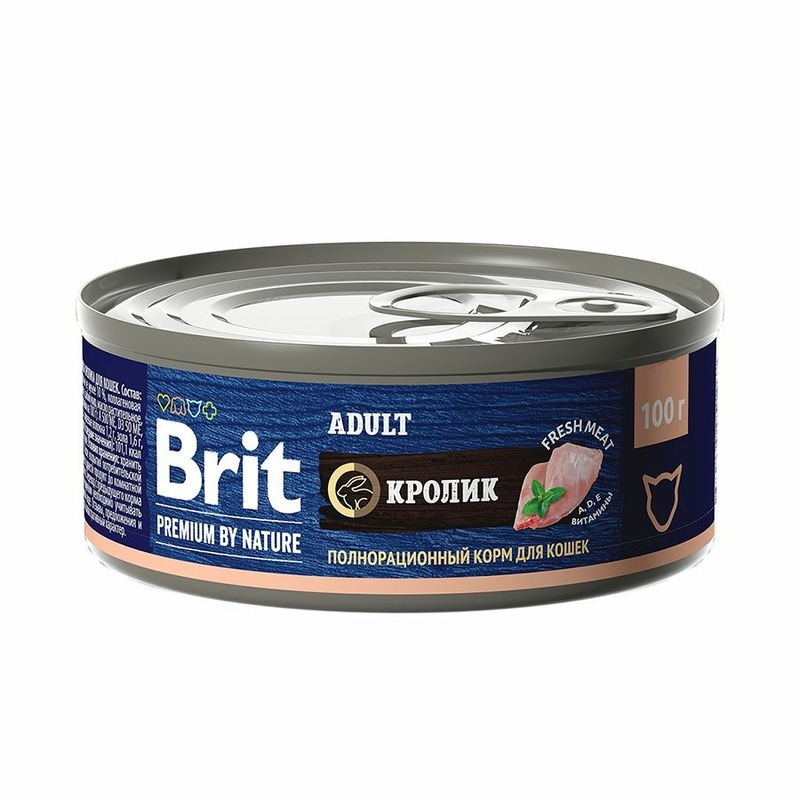 Brit Premium by Nature Adult полнорационный влажный корм для кошек, с кроликом, в консервах - 100 г 45137