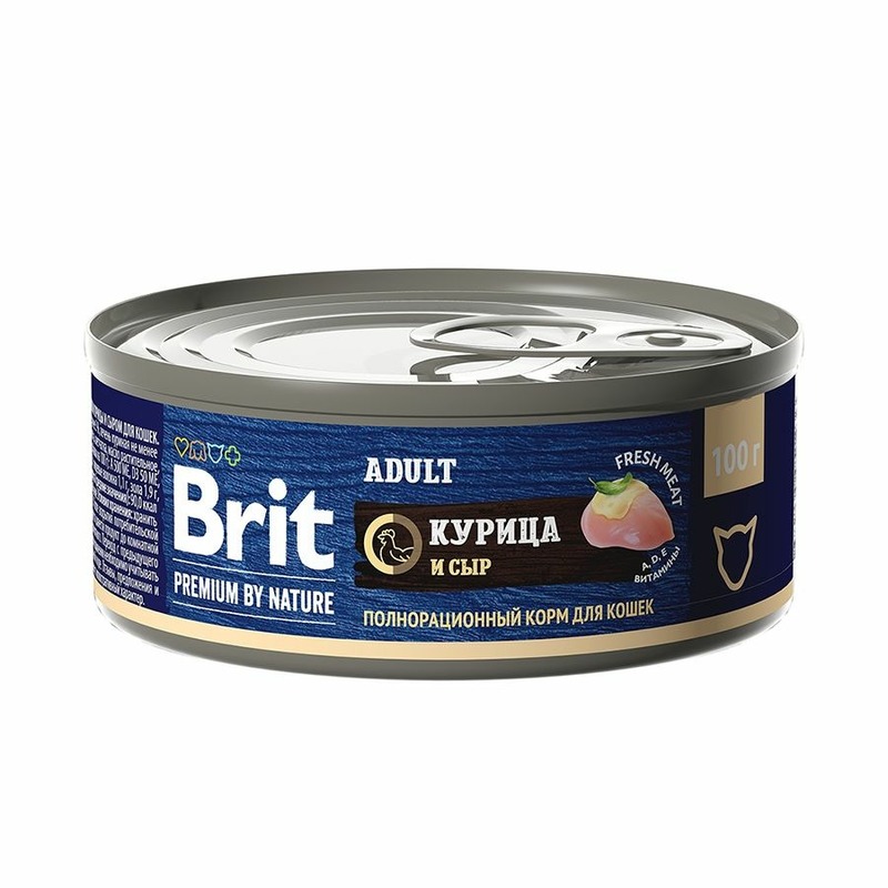 Brit Brit Premium by Nature Adult влажный корм для кошек с курицей и сыром - 100 г