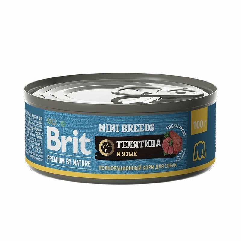 Brit Premium by Nature Mini Breeds полнорационный влажный корм для собак мелких пород, фарш из телятины, в консервах - 100 г 45127