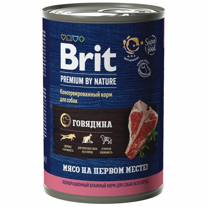 Brit Premium by Nature полнорационный влажный корм для собак, фарш из говядины, в консервах - 410 г (9 шт), размер Для всех пород 5051120 - фото 1