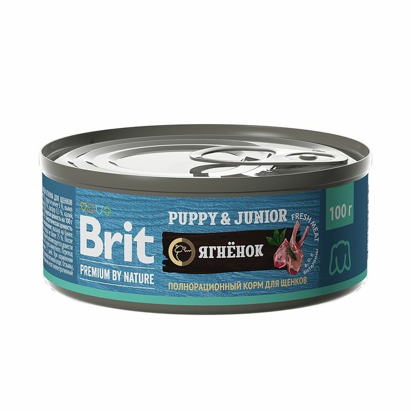 Brit Premium by Nature Puppy & Junior полнорационный влажный корм для щенков, фарш из ягненка, в консервах - 100 г 45125