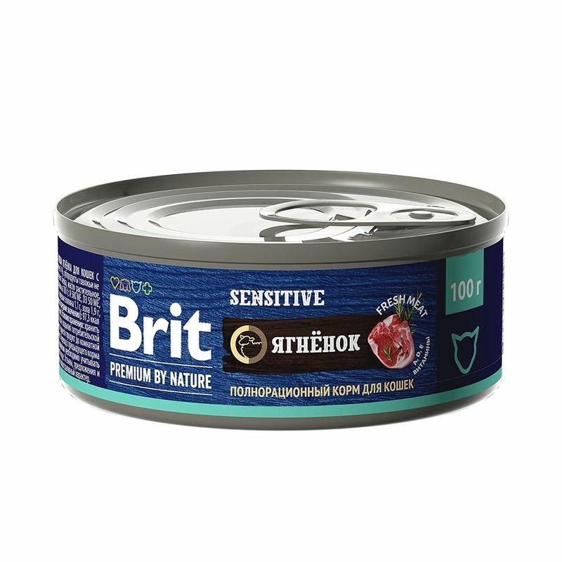 Brit Premium by Nature Sterilised полнорационный влажный корм для стерилизованных кошек, фарш из ягненка, в консервах - 100 г 45140