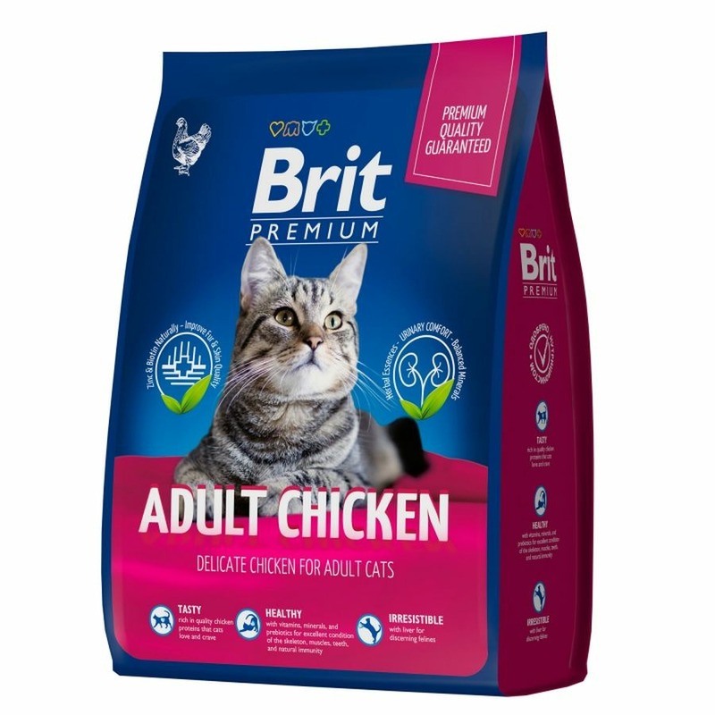 Brit Premium Cat Adult Chicken полнорационный сухой корм для кошек, с курицей - 400 г сухой корм meglium adult для взрослых кошек с с мясом и рыбой